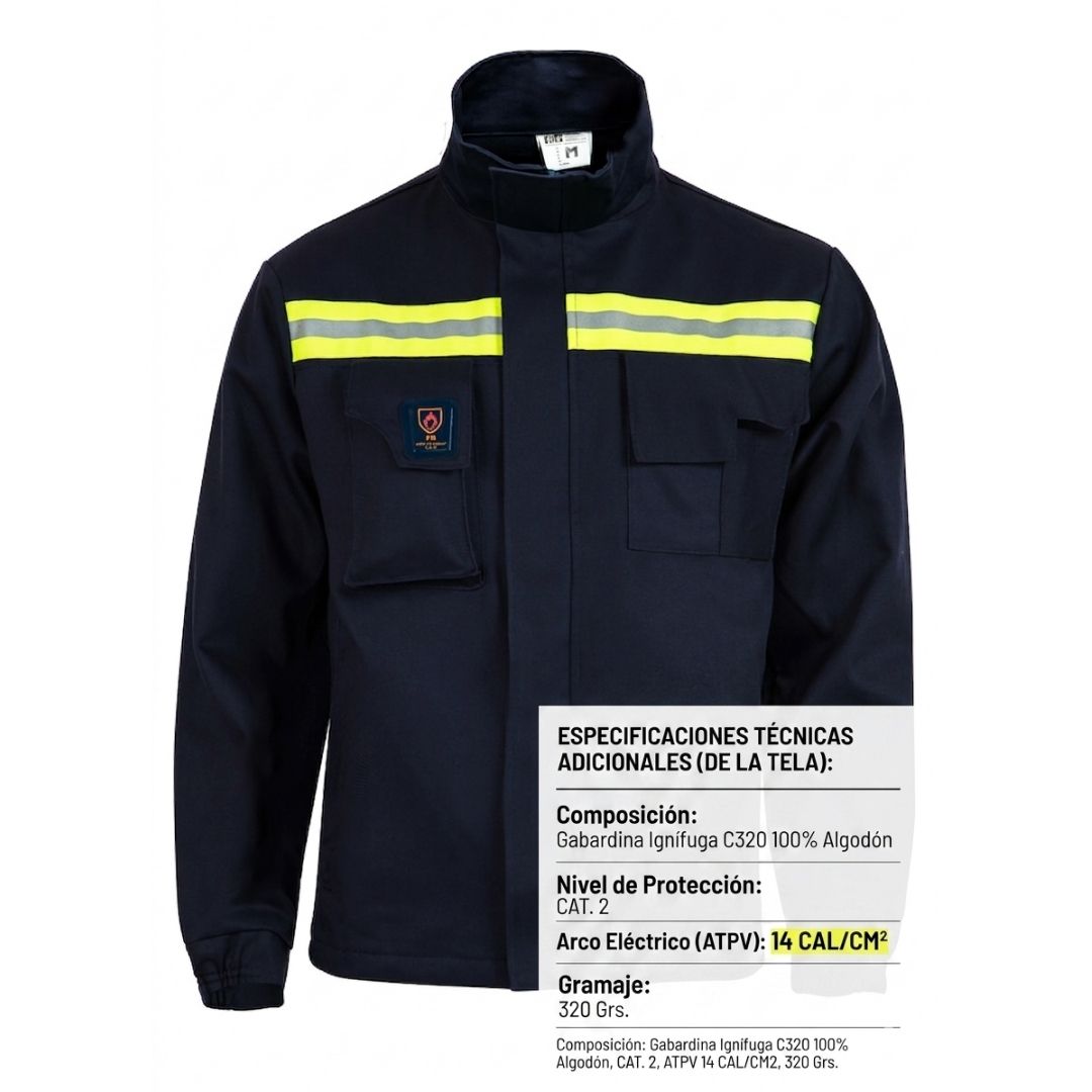 Chaqueta Ignífuga Azul Cat.2 (Sin forro)