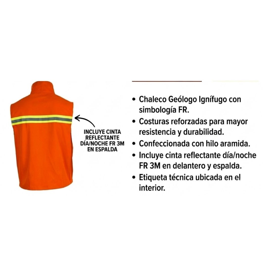 Chaleco Geólogo Naranjo FR Cinta Noche/Día Cat.2