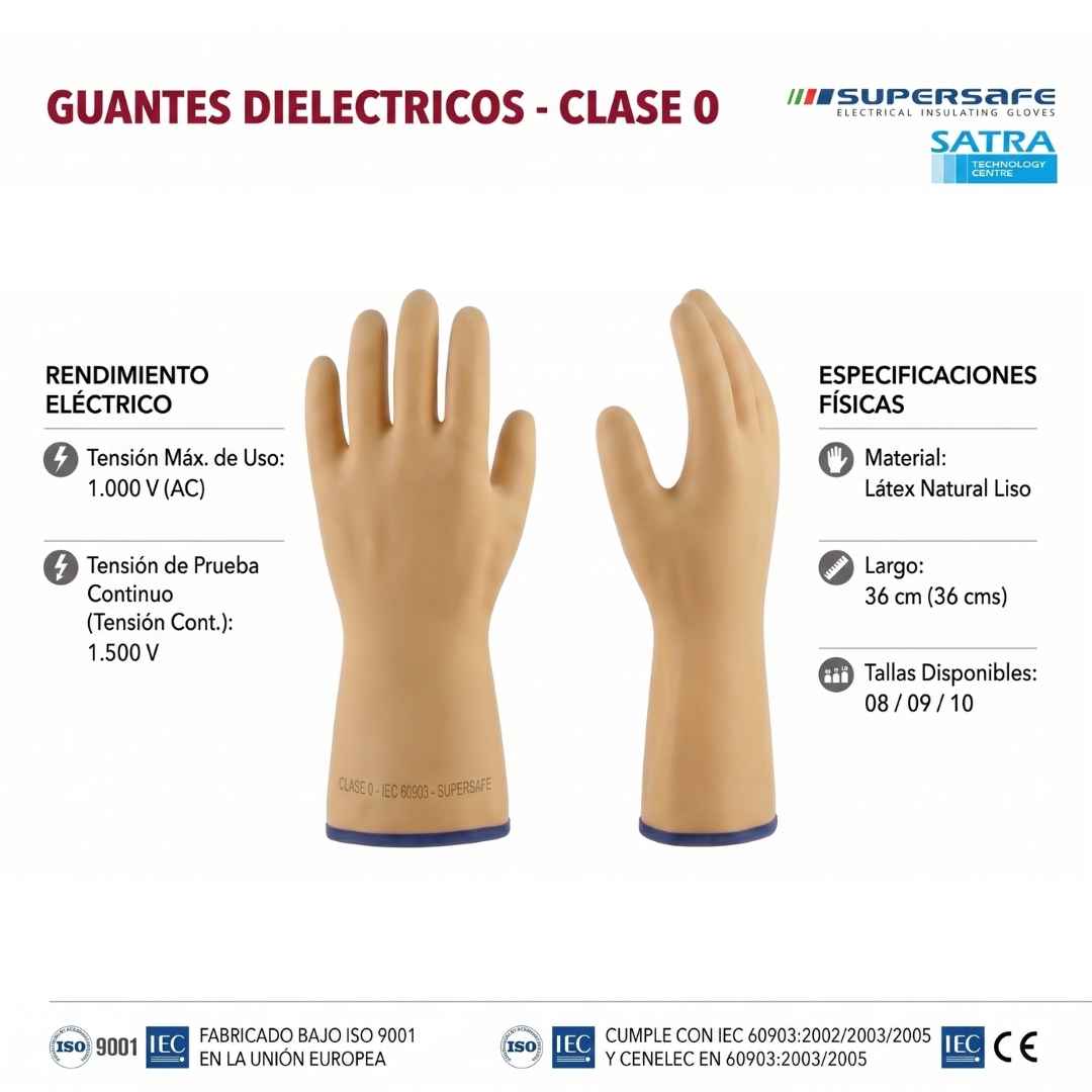 Guante dielétrico Clase 00 a 3