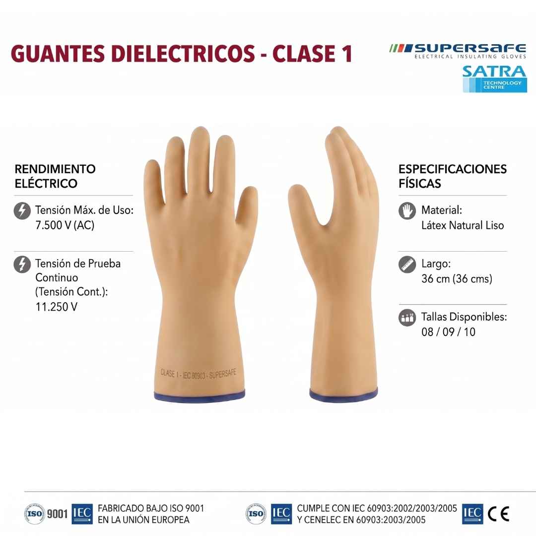 Guante dielétrico Clase 00 a 3