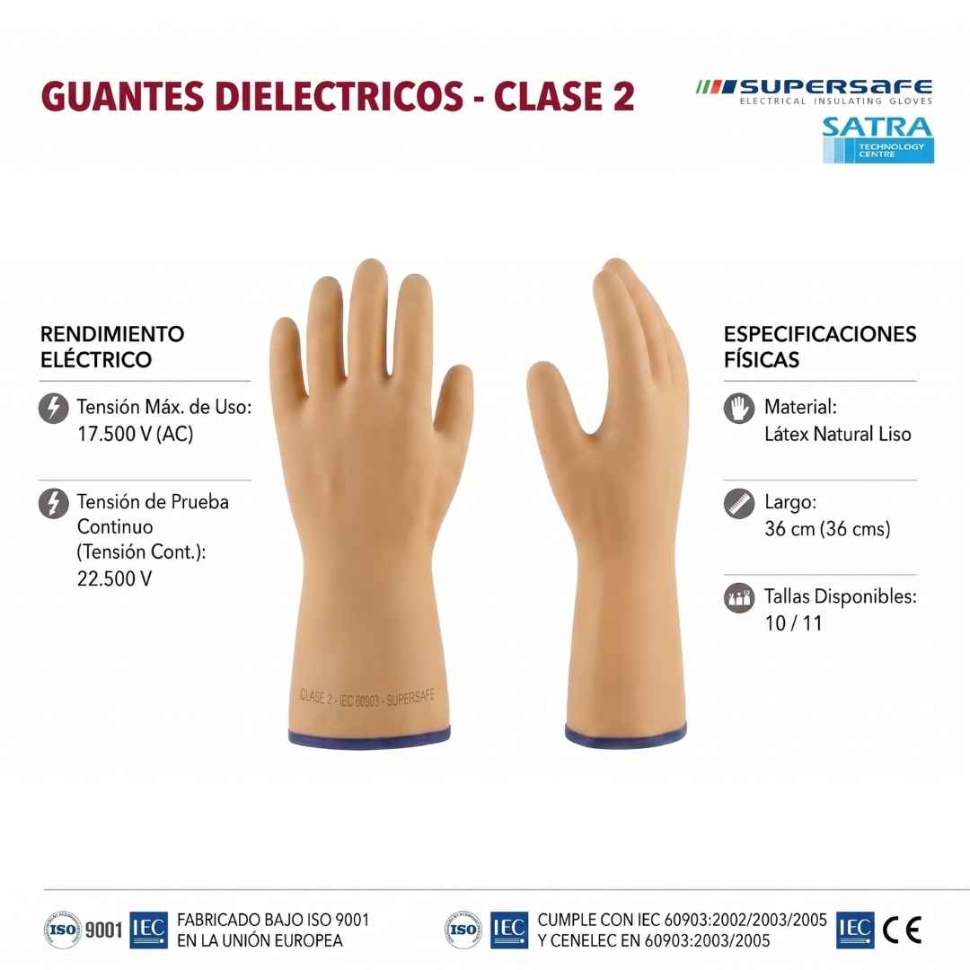 Guante dielétrico Clase 00 a 3