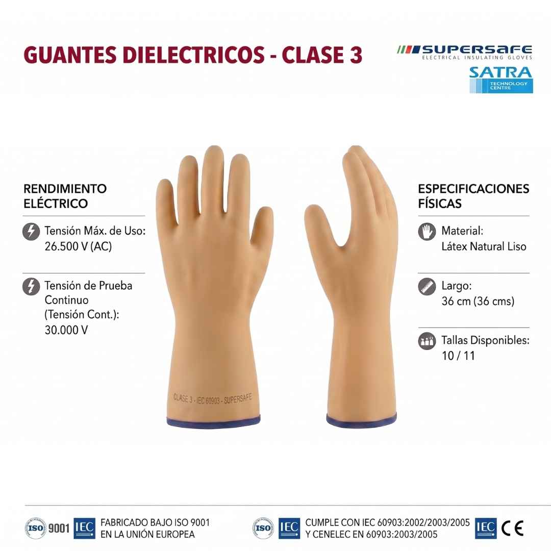 Guante dielétrico Clase 00 a 3