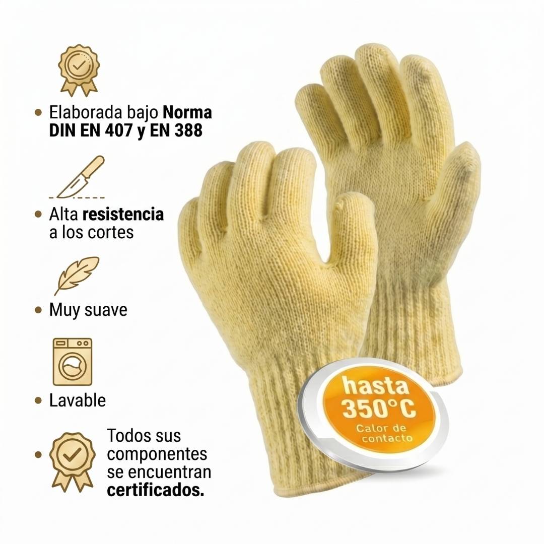 Guante de Kevlar® Original DuPont™ para Alta Temperatura (Hasta 350°C)